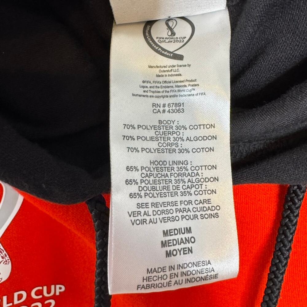 Portugal FIFA World Cup Qatar 2022 Hoodie Red Black Soccer Fan Sweatshirt M - Picture 9 of 11